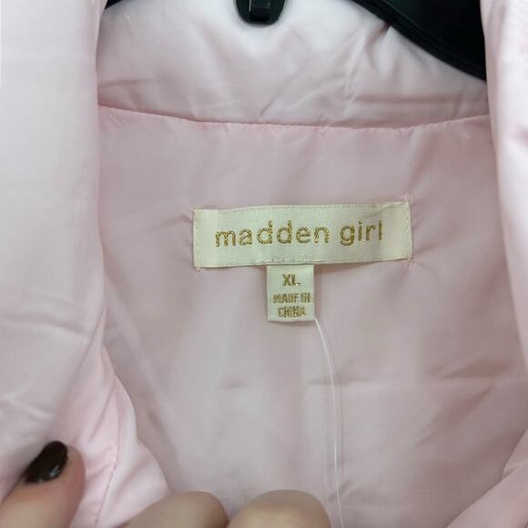 NEW Madden Girl Zip Up Puffer Vest Light Pink Size XL Coquette Winter Pastel - Picture 8 of 10